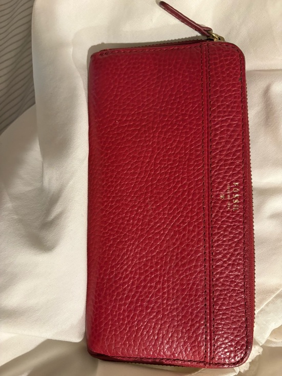 Fossil Handbags - NWT- Fossil Red Zip-Around Wallet with Gold Hardware
